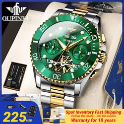 OUPINKE 3229 Orologi da uomo Meccanico automatico Orologio da polso di fascia alta Verde Acqua Fantasma Data Anno Orologio di marca di lusso per uomo