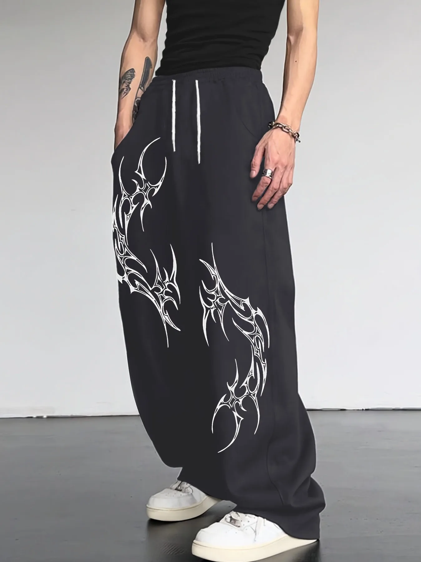 Gothic Angel Dark Wind Men'S Casual Athletic Loose Straight Long Pants Spring New Style Campus Trendy Essential