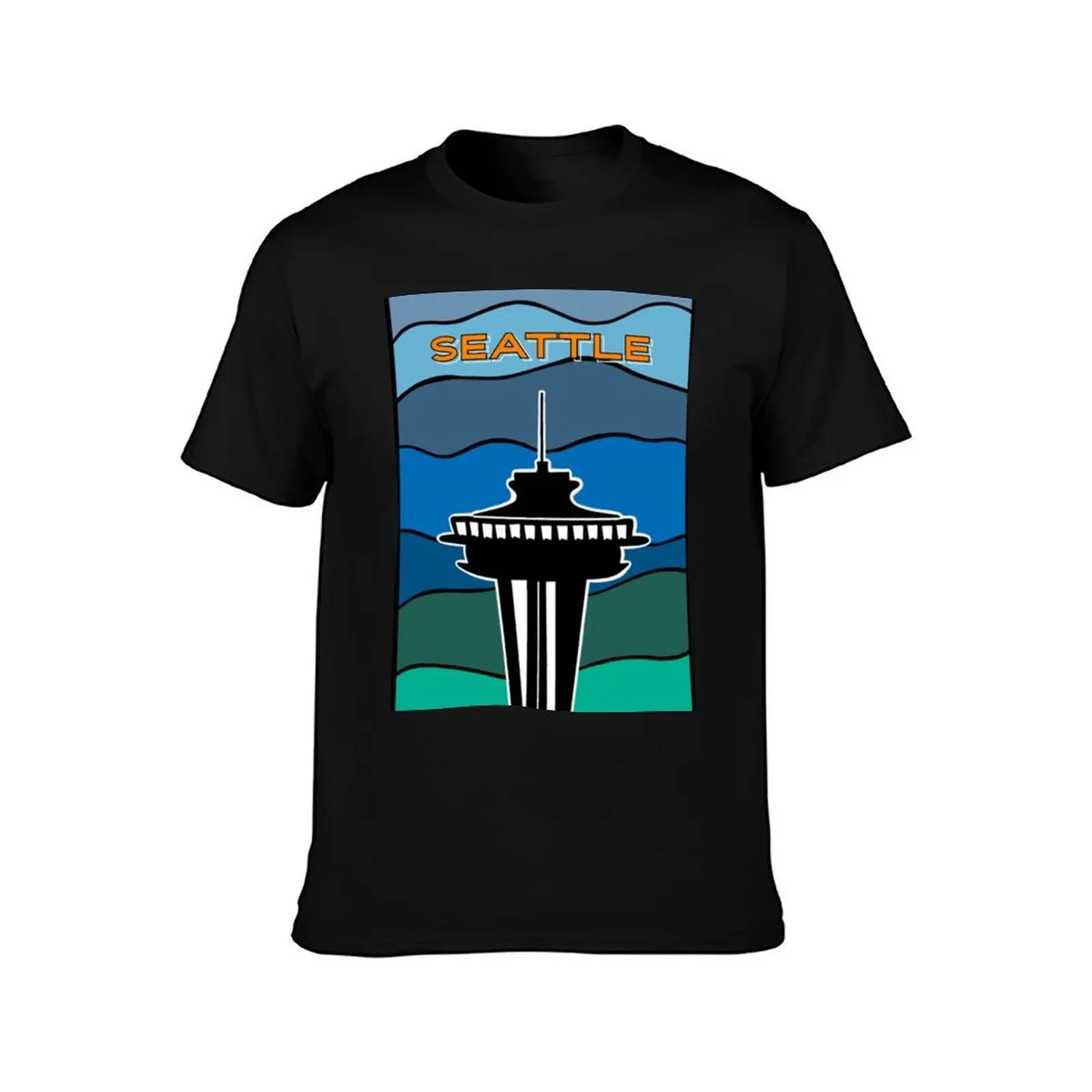 Bold Abstract Silhouette of the Seattle Space Needle T-Shirt, Summer Casual Cotton Tee, Oversized Streetwear Tops, 100% Cotton
