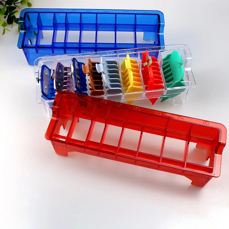 1PCS Hair Clipper Guard Storage Case 10 Slot Organizer Colored Transparent Storage Case Guide Limit Comb Container Box