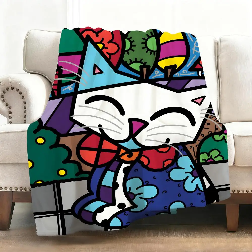 B-Britto Art Design Throw Soft Flannel Blanket Warm Knee Skin-Friendly Throw for Sofa Office Bed Traveling Winter Oversize