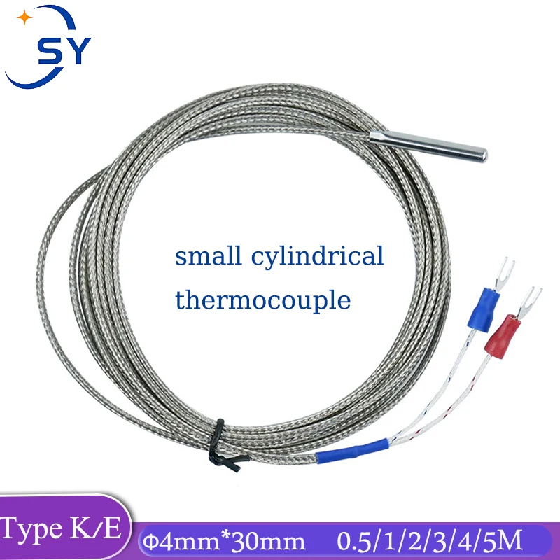 4x30 Probe Type K/E Thermocouple High Temperature Probe Thermal Resistance Temperature Sensor Shielding Wire 0-800℃304 Stainless