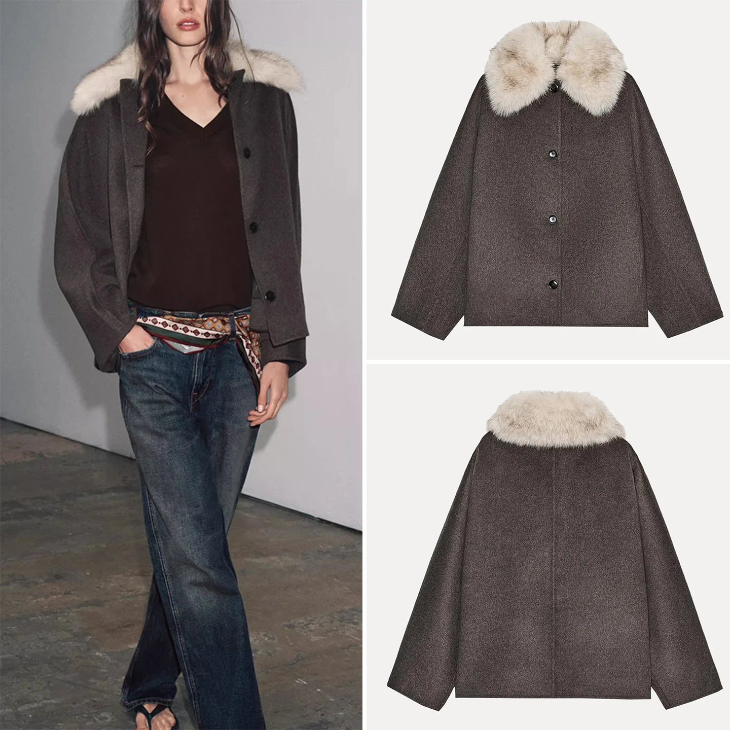 Ele Pelliccia Artificiale Effetto Jaet 2025 Autunno Nuove Donne Faion Sle Z Stand Fit ort Capispalla per Donna