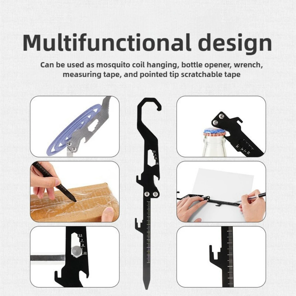Foldable Stainless Steel Outdoor Multi Tool with Mosquito Coil Holder & Scale Ruler