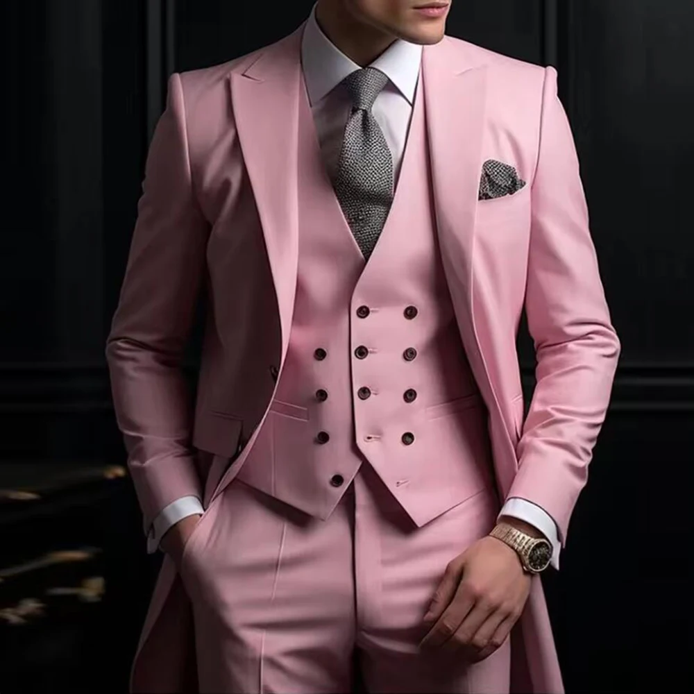 

Man Daily Business Suit Single Breasted Prom Blazer Customized 3-Piece Formal Occasion Groom Dinner Party Groom Wedding Tuxedo