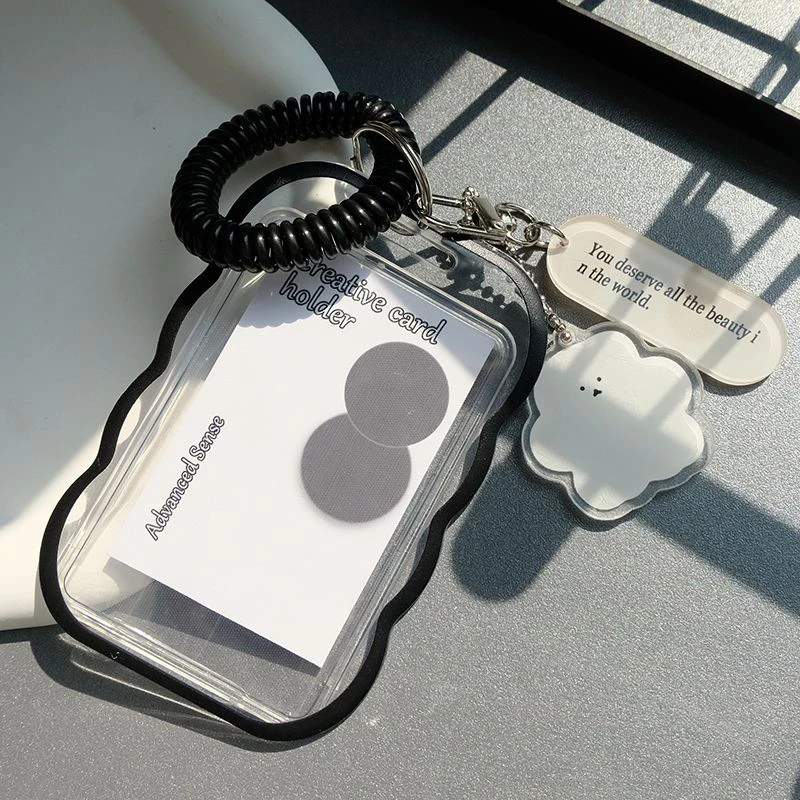 Simplicity INS Transparent Photo Card Holder Design Idol Photo Sleeve Anti Lost Balloon Dog Keychain Photocards Protector Case