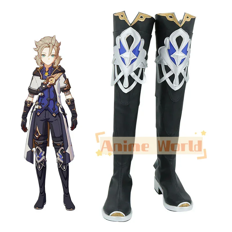 

Genshin Impact Albedo Black Shoes Cosplay Boots Halloween Carnival Boots Custom Made
