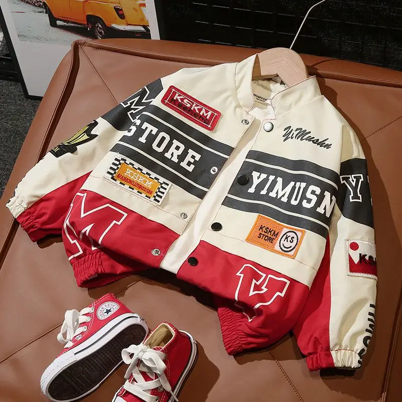 

Boys' Motorcycle Jacket Spring and Autumn 2026 New Stylish Children's Stand Collar Jacket Baby Outfit Toddler Clothing