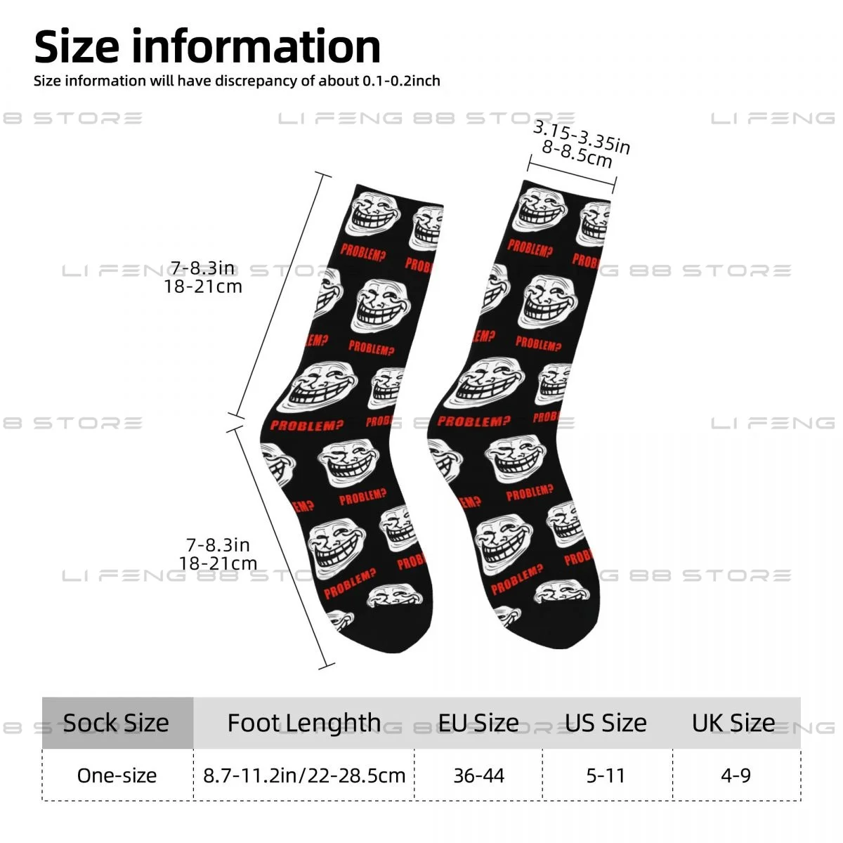 Funny Trollface Meme Rage Comic Funny Troll Joke Internet Unisex Winter Socks Cycling Happy Socks Street Style Crazy Sock