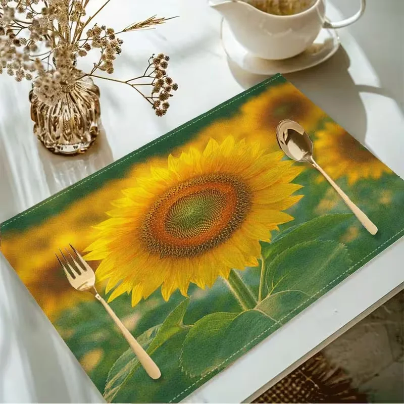 Crystal Magnolia Flower Placemat Elegant Transparent Glass‑Effect Floral Anti-fouling Table Mat for Modern Kitchen Decor