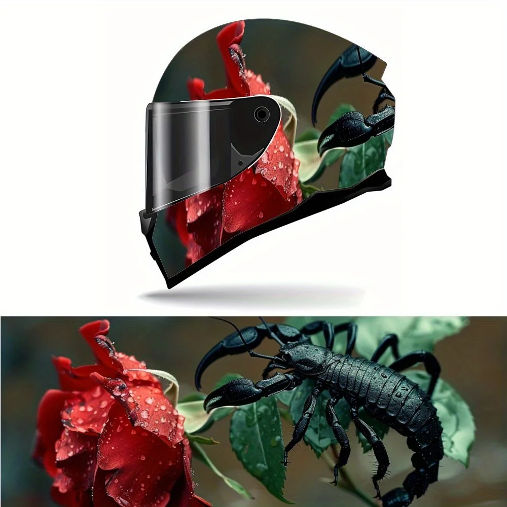 

Fantasy Scorpion overwhelms Rose Print Full Helmet Wrap Sticker Motorcycle Helmet Racing Graphic Decal Vinyl Wrap Helmet Decorat