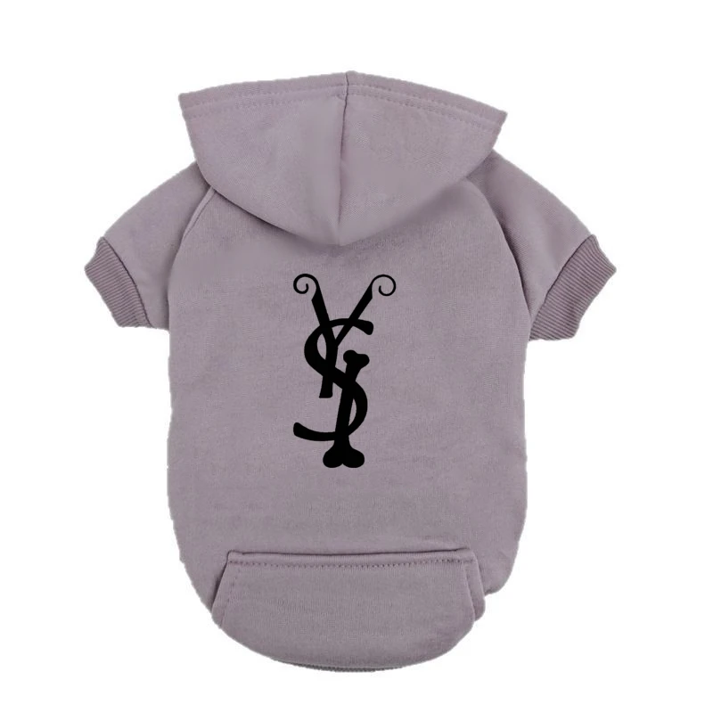 Trendy Puppy Hoodie: Blue Fleece Dog Sweatshirt with Fashion Logo, Small/Medium Dog Outfit, Pet Winter Clothes