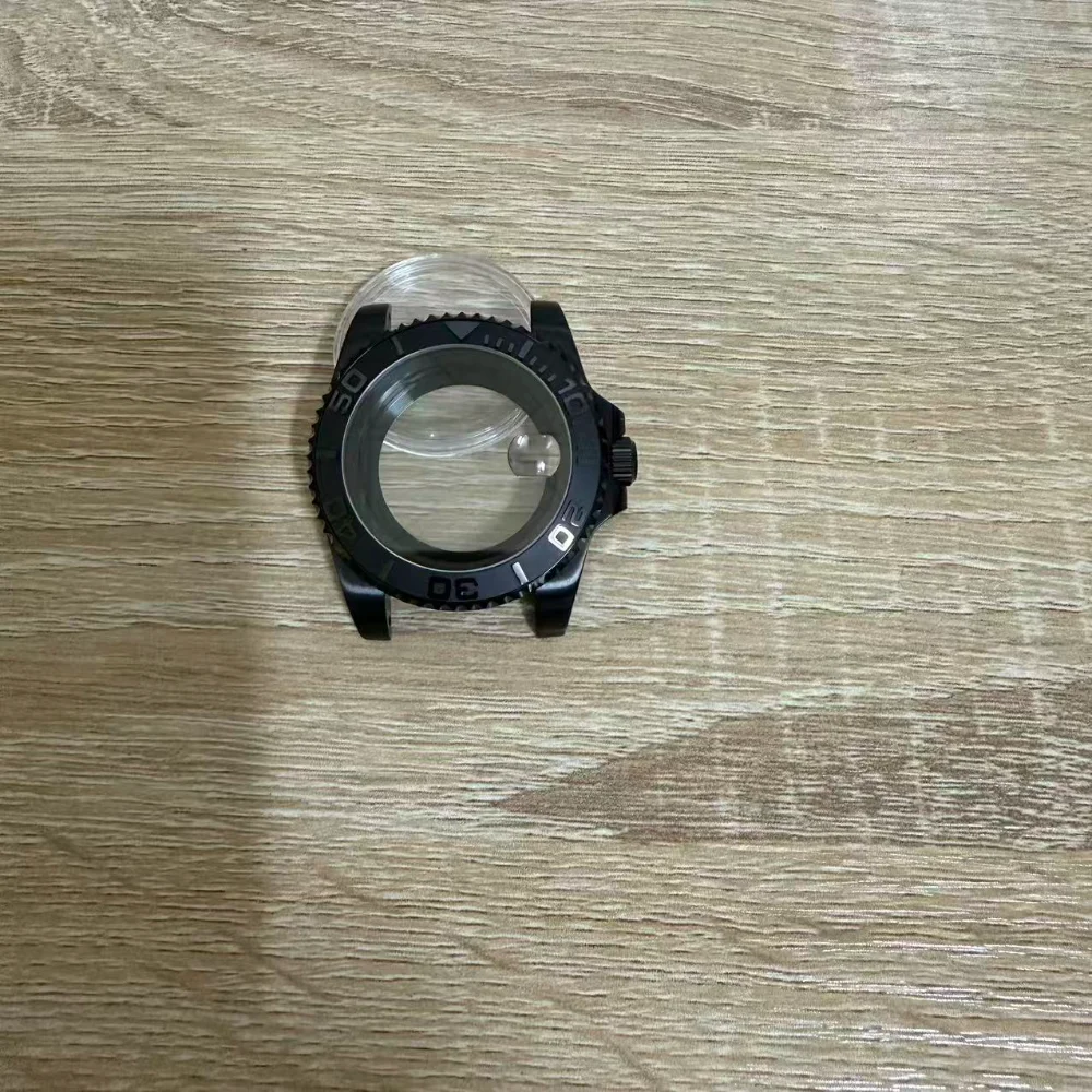 حافظة ساعة PVD سوداء 40 ملم لساعة NH34 NH35 NH36 NH70 NH72 سوار اليوبيل الصلب كريستال الياقوت #2