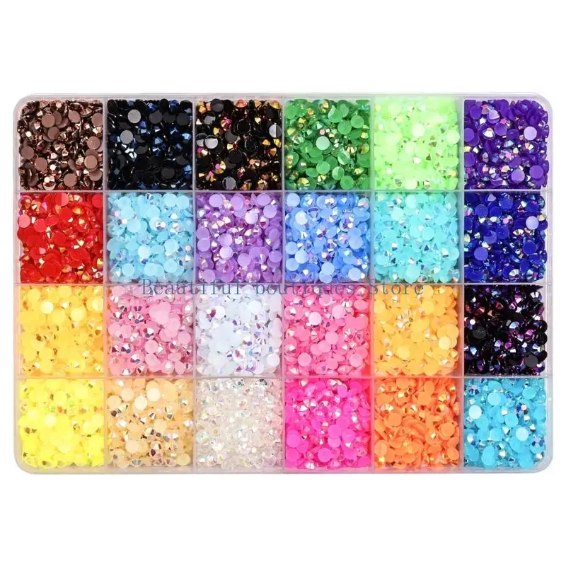 U4LF Electroplated Plastic Resin Rhinestones In Organized Trays For Creative Designs