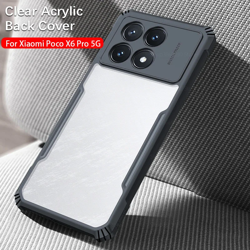 For Xiaomi Poco X6 Pro 5G Case Clear Acrylic Back Phone Cover Poko Little Poco X6 Pro X 6 X6Pro Shockproof Protect Shell Fundas