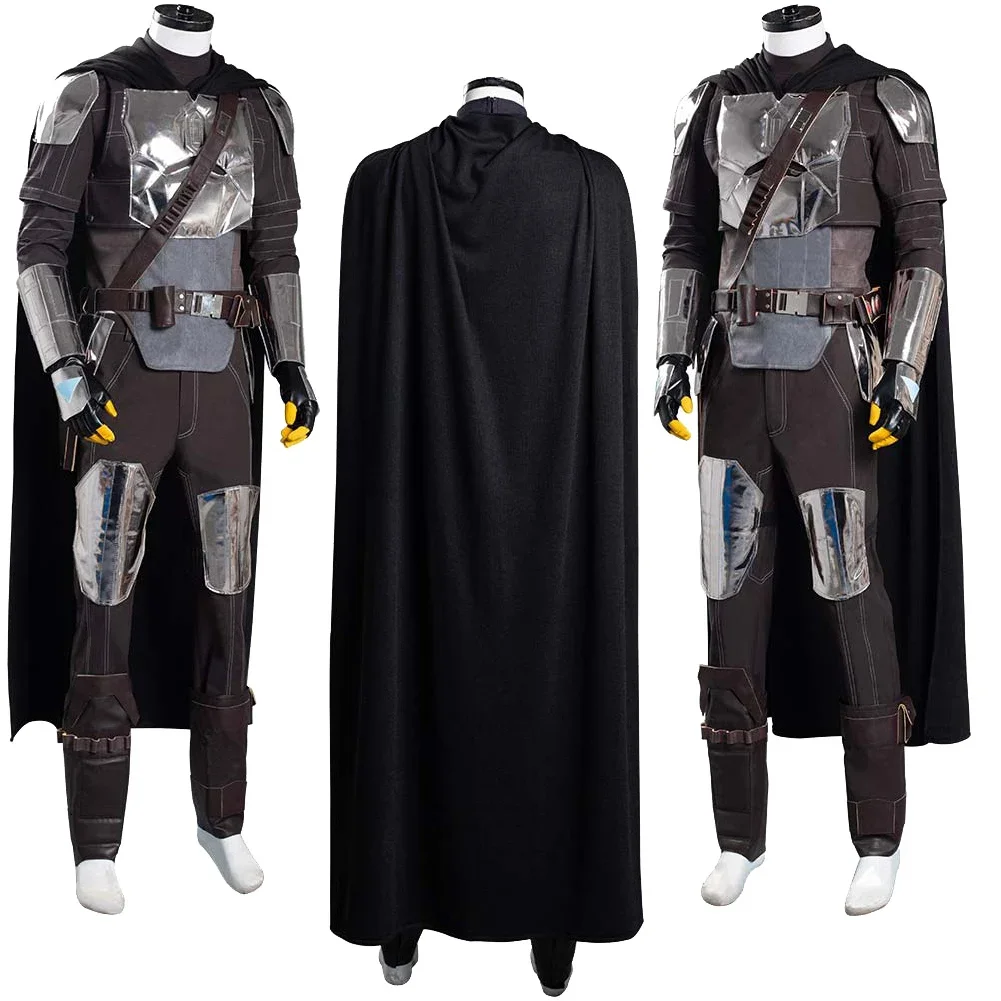 Din Djarin Cosplay Fantasy Silvery Battle Armor Version Suits Movie Bounty Hunter 2 Costume Disguise Adult Men Fantasia Outfits