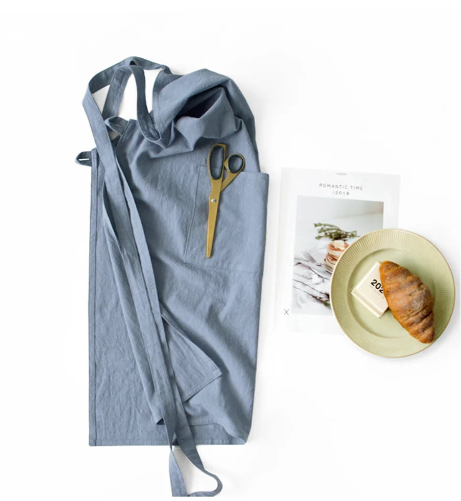 Solid-Color Cotton-Linen Lightweight H-Shaped Apron for Men and Women Baking, Kitchen, and Floral Workwear