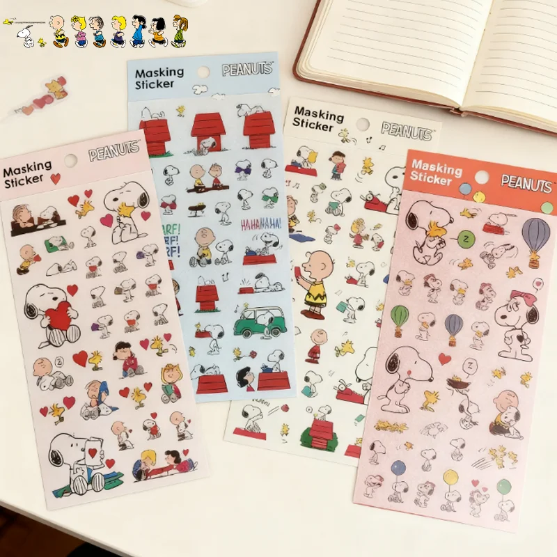4개 스누피 스티커 귀여운 만화 DIY 창의적인 스크랩북 다이어리 장식용 봉인 스티커 학교 용품 생일 선물