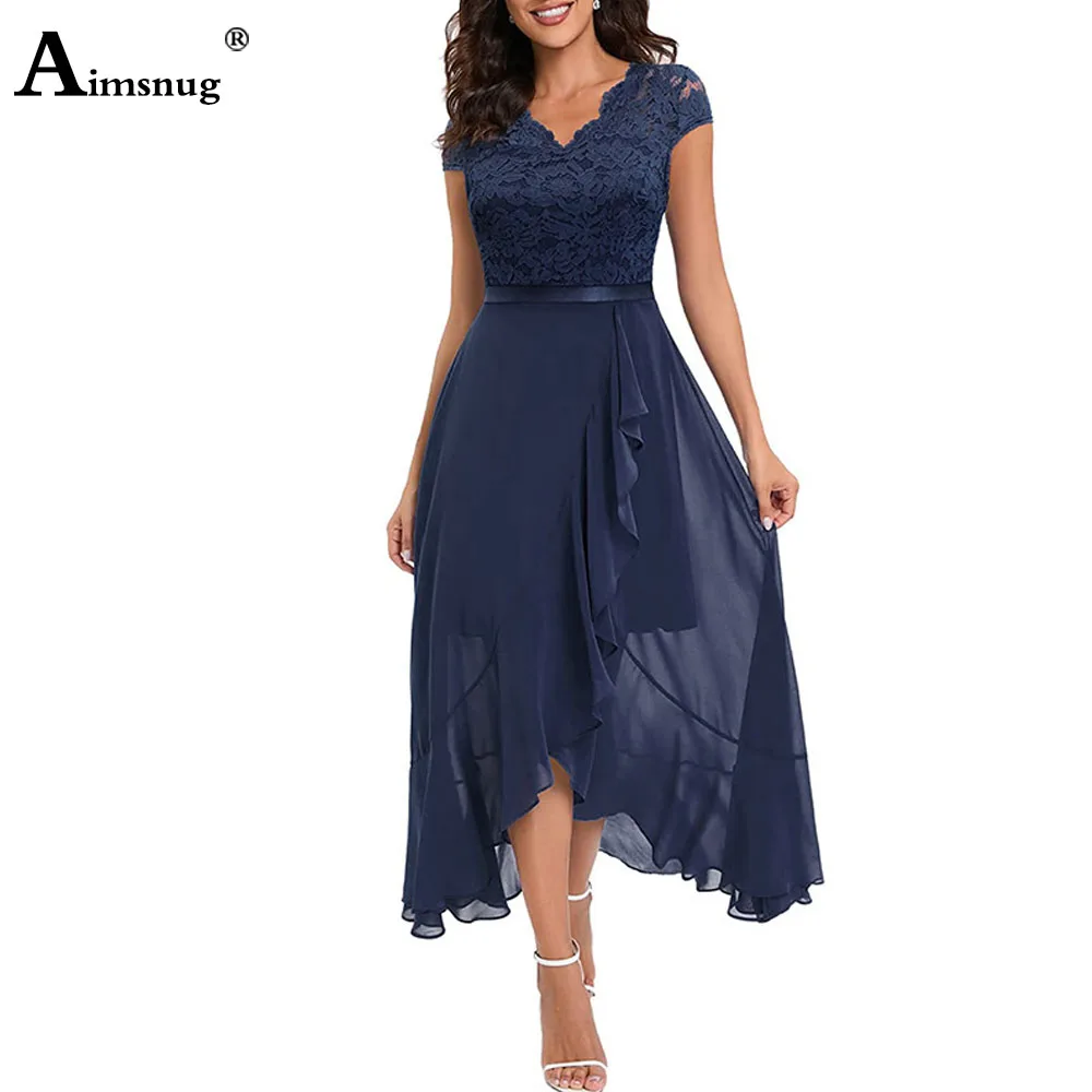 Women Sleeveless Elegant Mid-Calf Dress Large Big Womens High Split Lace Chiffon Party Dresses Female A-line Dress Clothing 2023