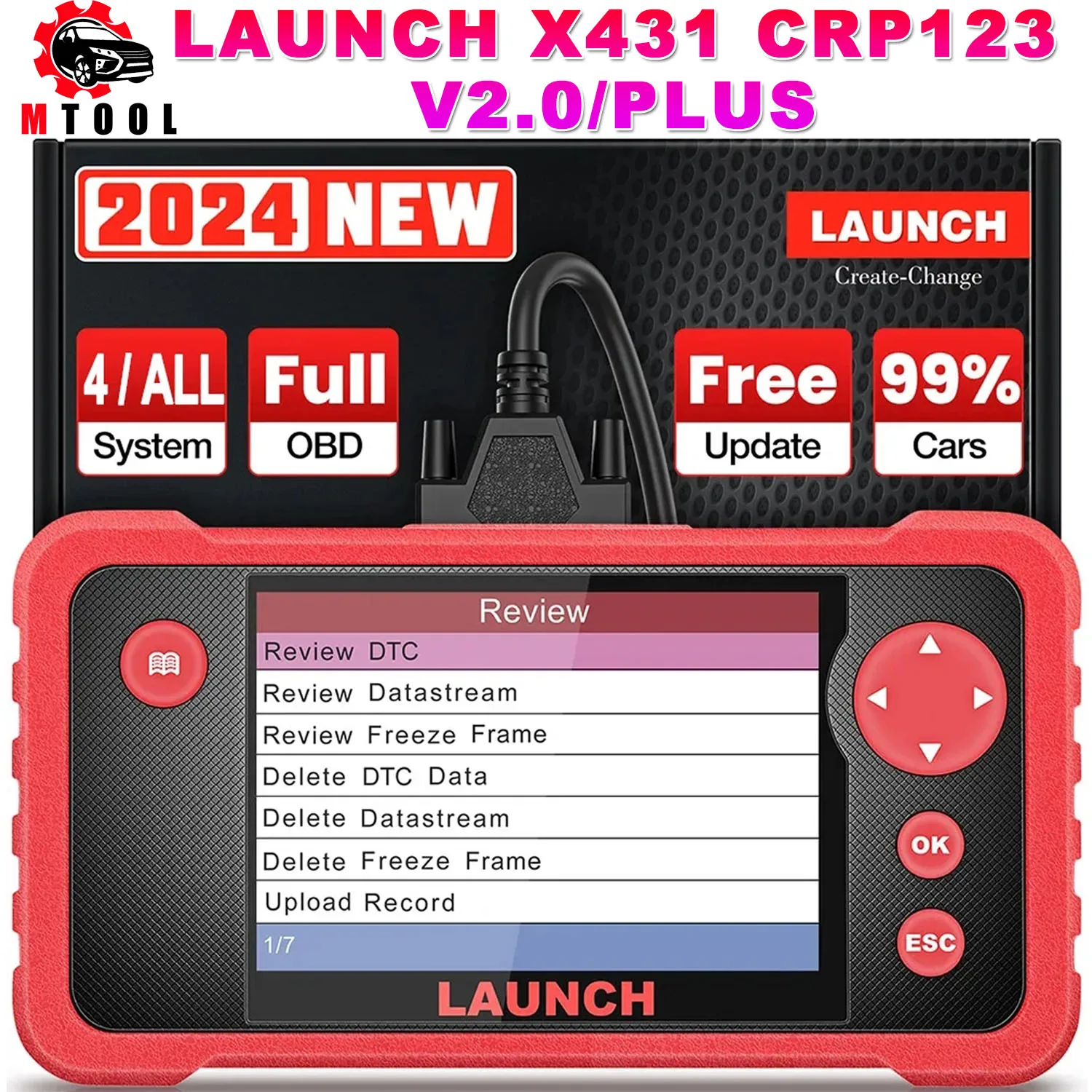 Диагностический сканер LAUNCH X431 CRP123 V2.0/PLUS, OBD2 ABS SRS