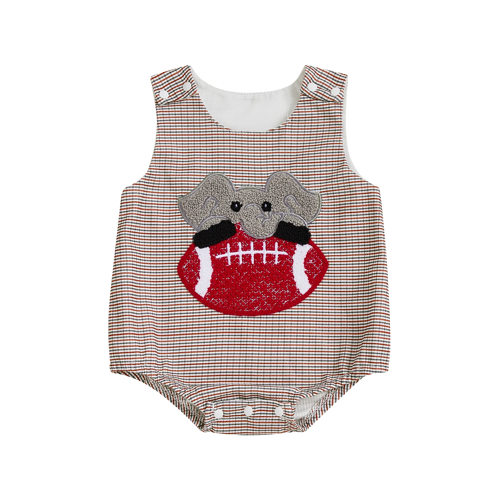 

Baby Boy Romper Fall Sleeveless Round Neck Animal Football Embroidery Romper Newborn Playsuit