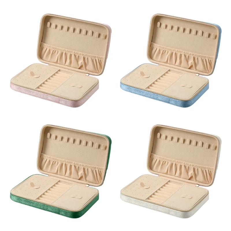 

Multi Compartment Jewelry Holder Elegant Plush Jewelry Container with Multiple Slots Trinkets Storage Organizers