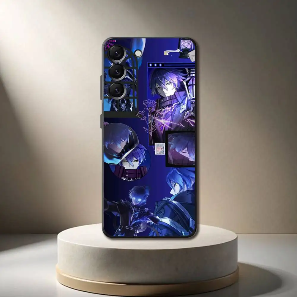 原神インパクト F-Flins 電話ケース サムスンギャラクシー A 73、72、51、53、52、71、22、5G、ノート、J7、8、9 ソフトブラックカバー