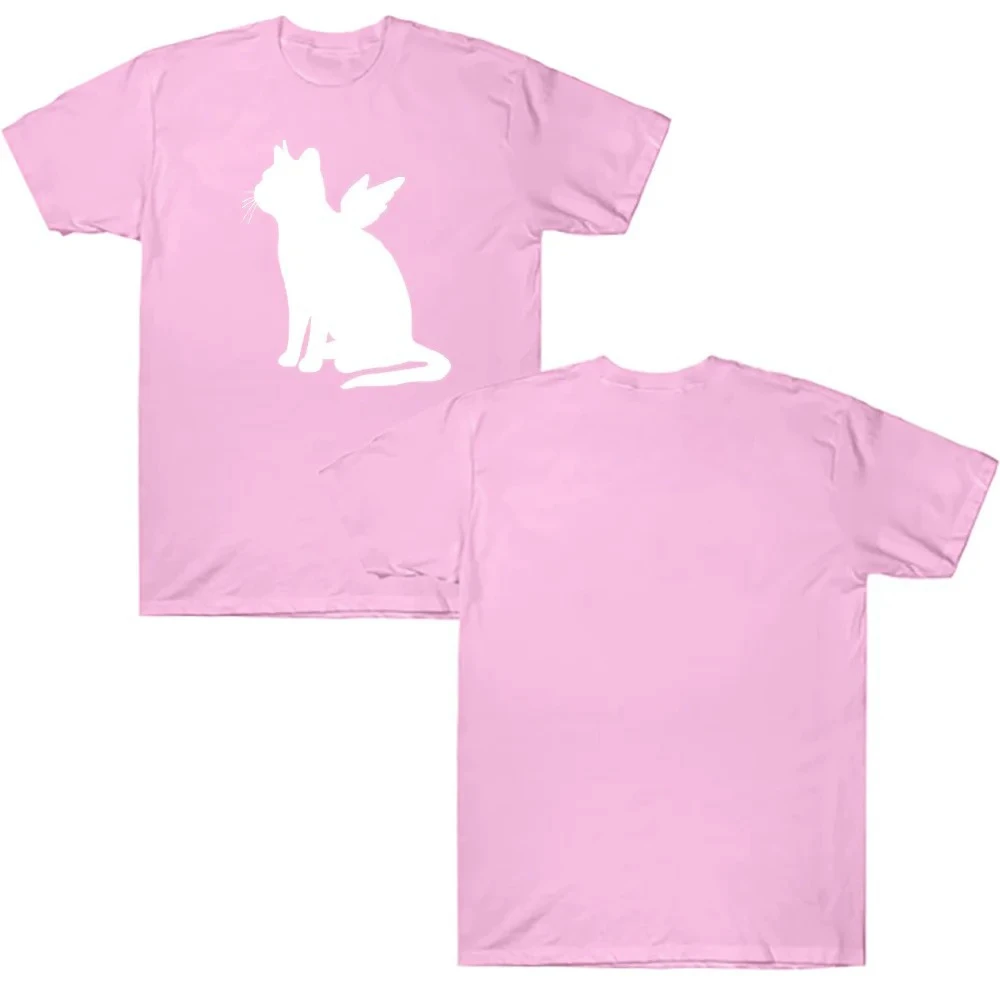 Kpop Girl Band T-shirt Cat Angel Print Clothes Korean Style Women Men Tee-shirt Casual Y2K Tee Fashion Women Female Shirt Tee