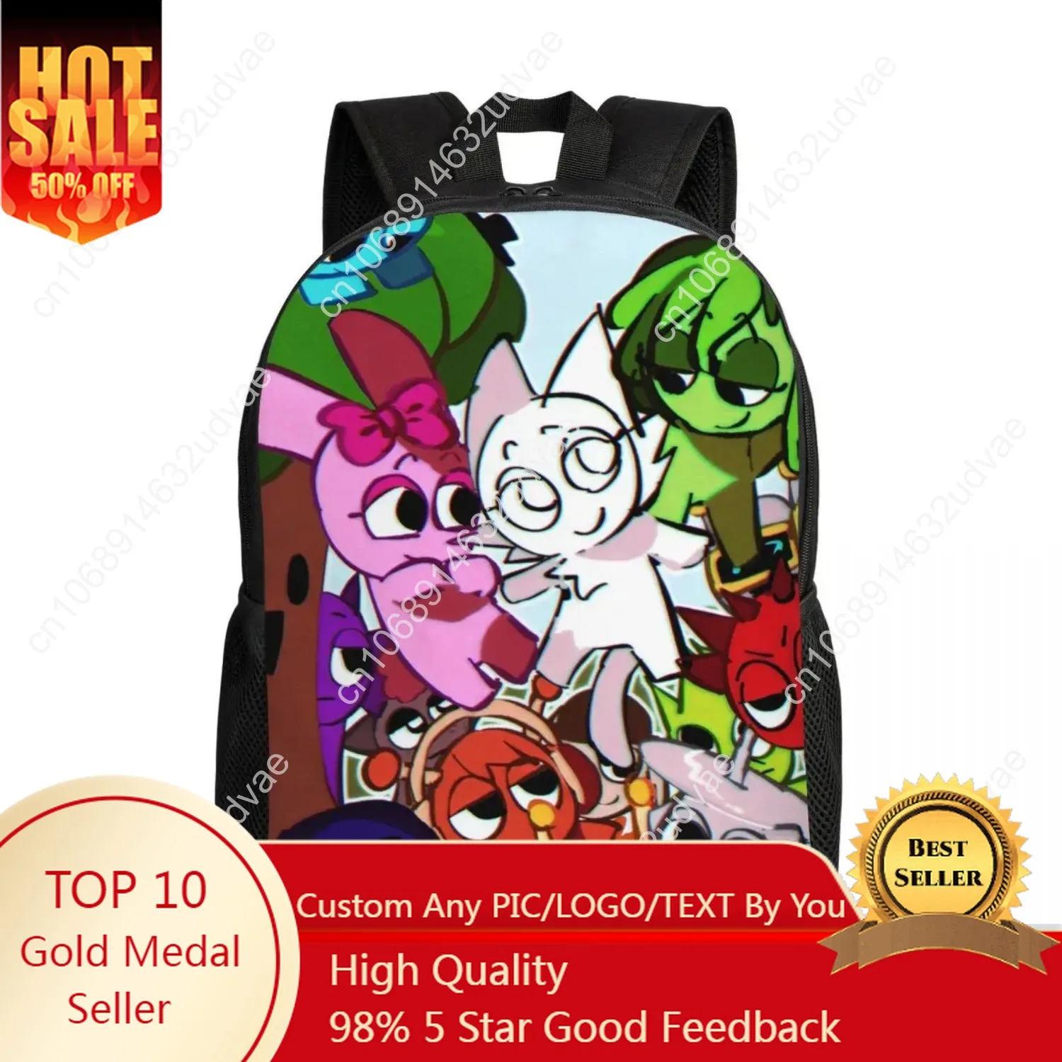 

S-Sprunki Cartoon Backpack for Kids Boys Girls Lightweight Funny Game School Bags for Toddlers Kindergarten