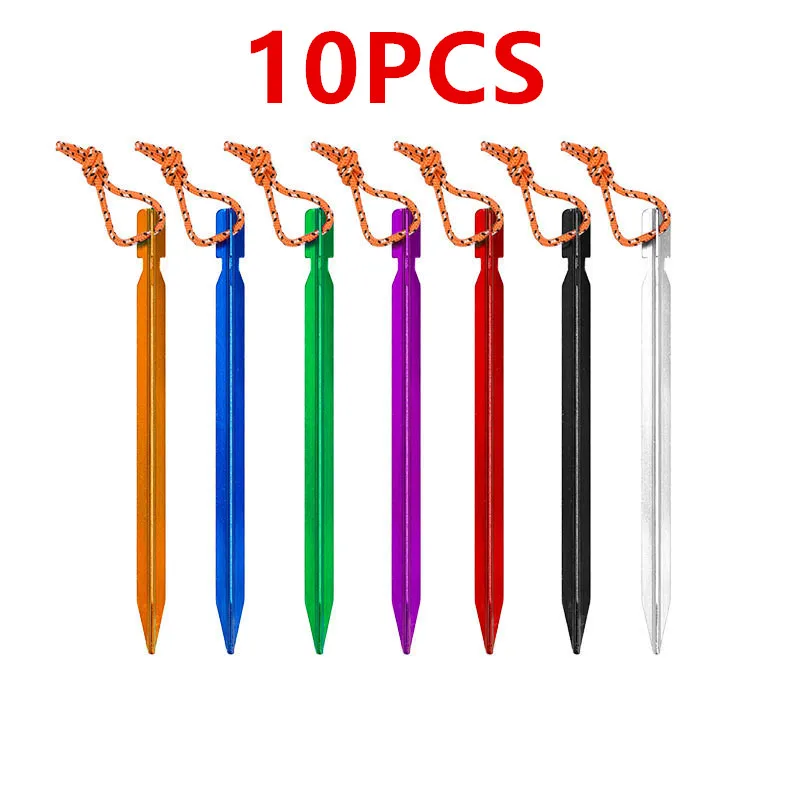 

10 Pack Tent Stakes, 7075 Aluminium Tent pegs, Heavy Duty Lightweight Ground Pegs, Durable and Safe Metal Camping Spikes