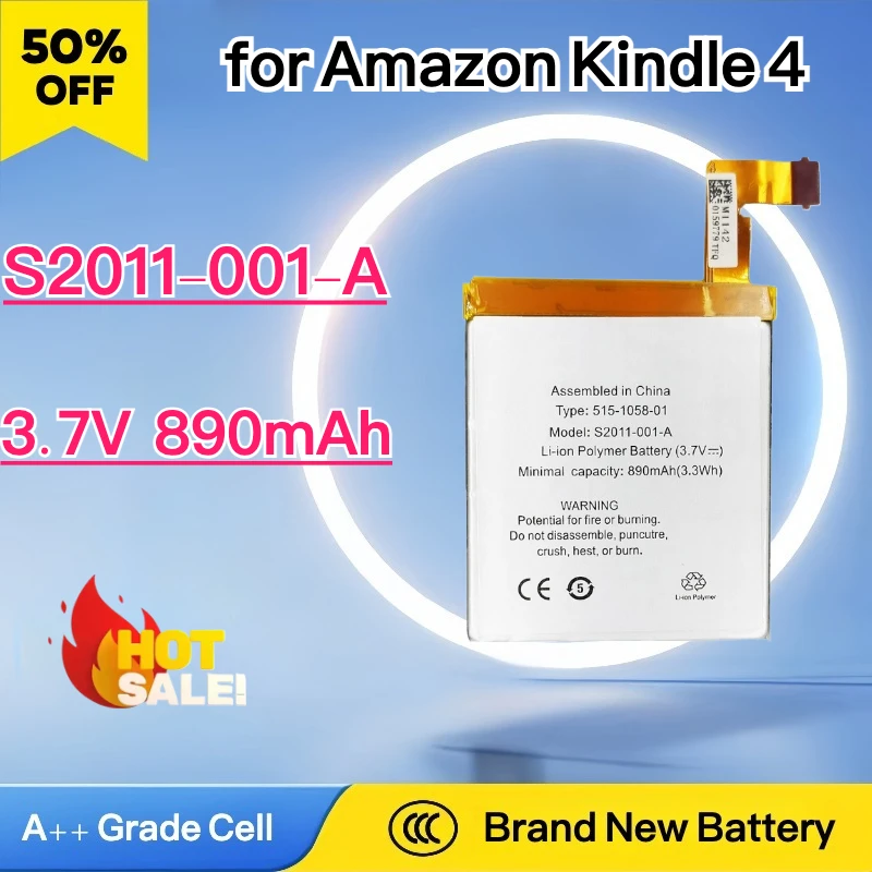 

S2011-001-A 890mAh NEW Replacement Rechargeable Battery S2011-001-A For Amazon Kindle 4 5 6 D01100 515-1058-01 MC-265360 DR-A015
