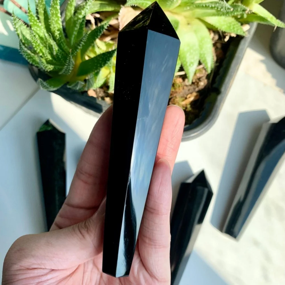 Wholesale Obsidian Scepter Polished Engraved Folk Art Collectible Home Decor Tabletop CrystalHola