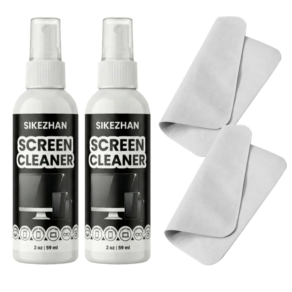 SIKEZHAN Schermreinigerset met polijstdoek - Streepvrije spray voor MacBook, iPad, iPhone, laptop, monitor en tv (2oz)