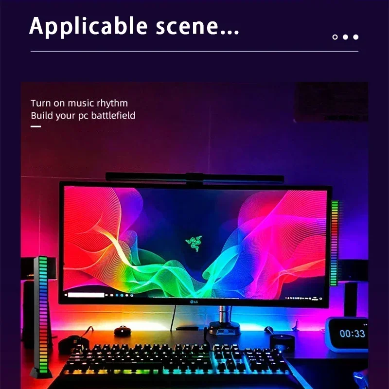 スマートLEDライトバー,音楽,アンビエントピックアップ,アプリケーションコントロール,コンピューター,ゲーム,デスクトップ装飾,32 LED