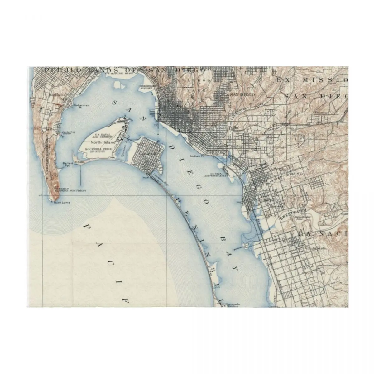 

Vintage Map of San Diego California (1902) Throw Blanket Flannels Thermal Summer Beddings funny gift Blankets