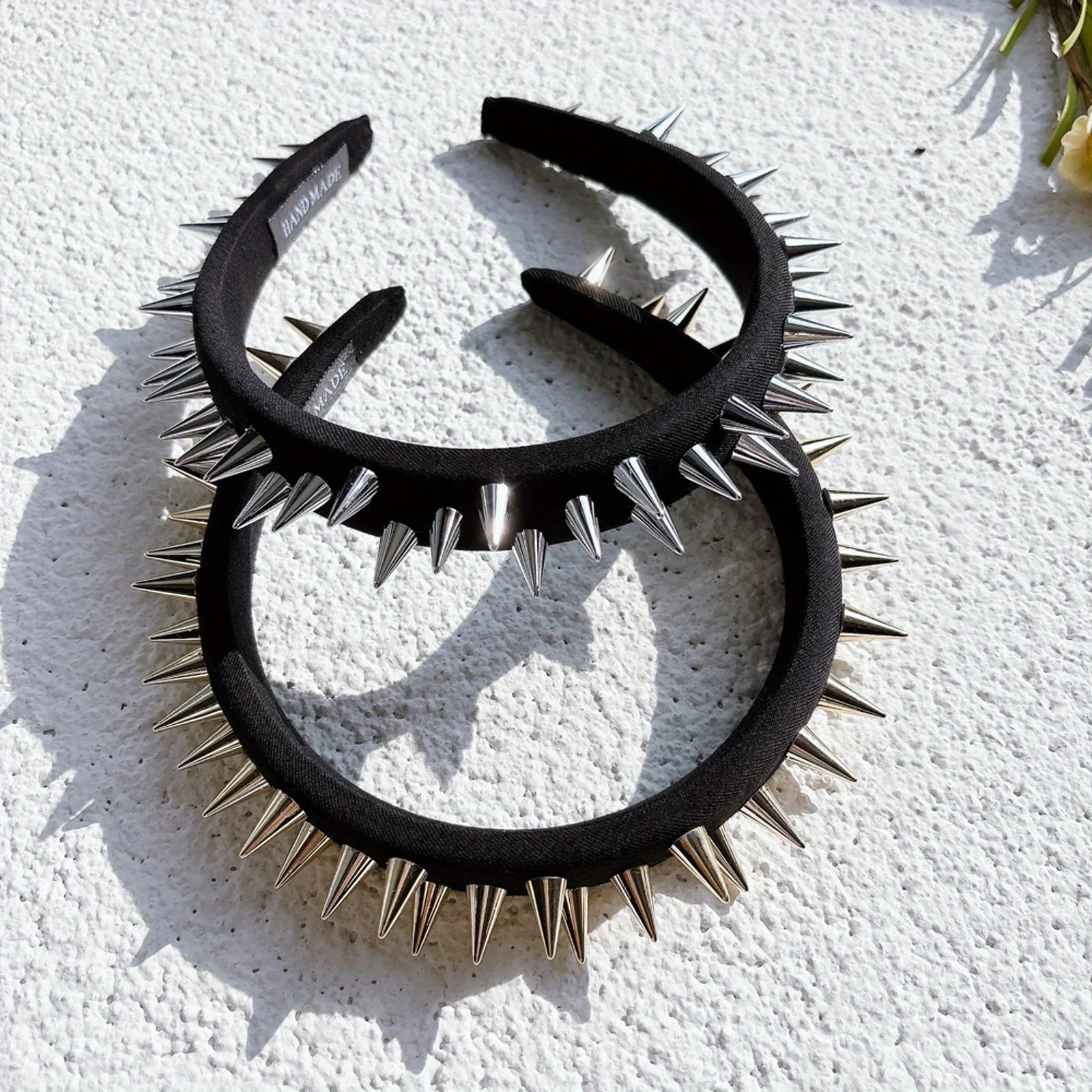 

Studded Headband Gothic Wide Design Rivet Decor Hip Hop Street Style Hair Accessories for Women Girls High Crown Headwear