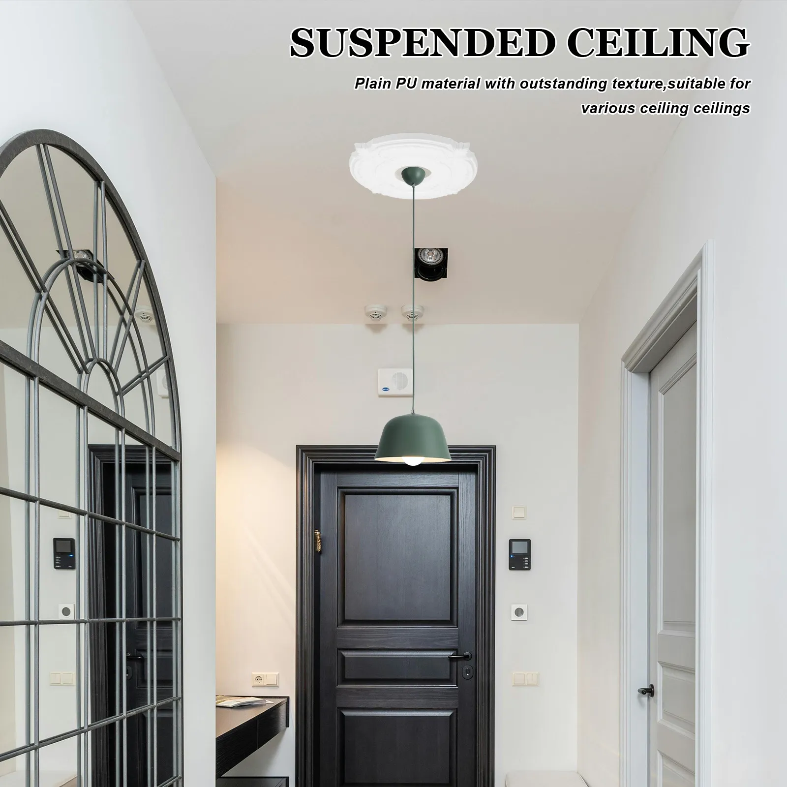 Ceiling Lamp Canopy Plate Round PU Pendant Light Base Cover Retro Industrial Lighting Fixture Accessory