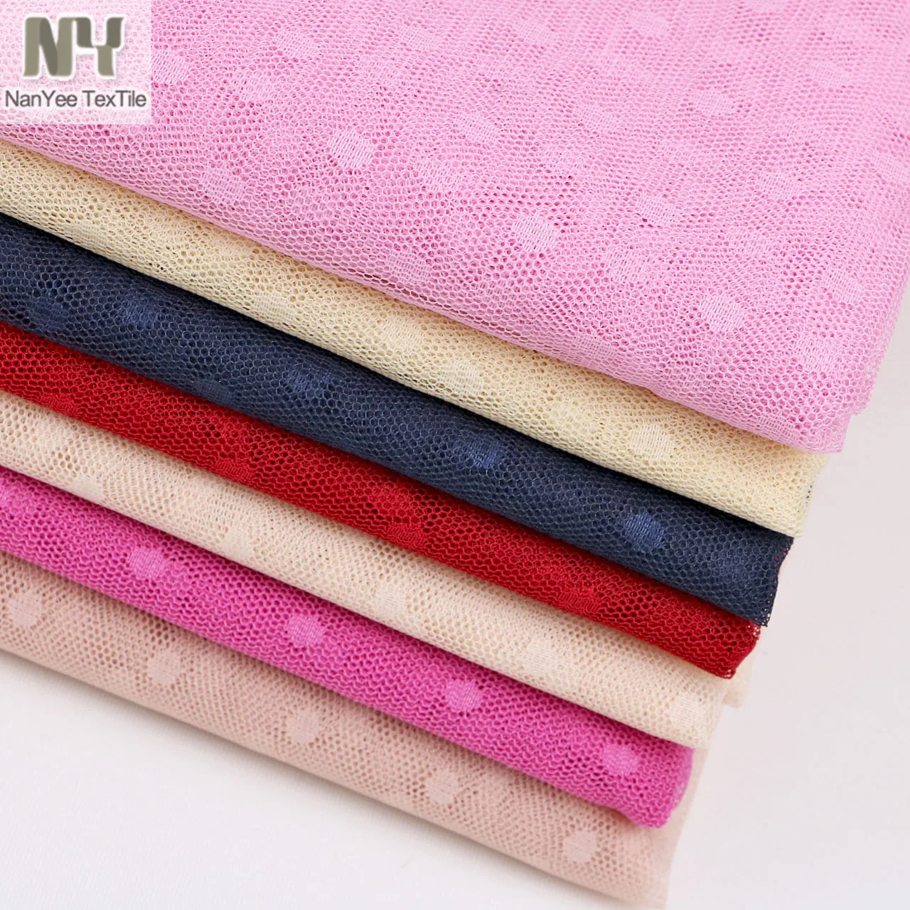 

Trendy Breathable Light Weight Small Round Polka Dot Netting Lace Tulle Mesh Fabric Soft Texture