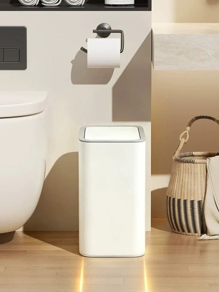 Large Capacity Hotel Bedroom Trash Can Narrow Seam Press Foot Pedal With Lid Garbage Bin Home Use Sanitary Bathroom Waste Bins