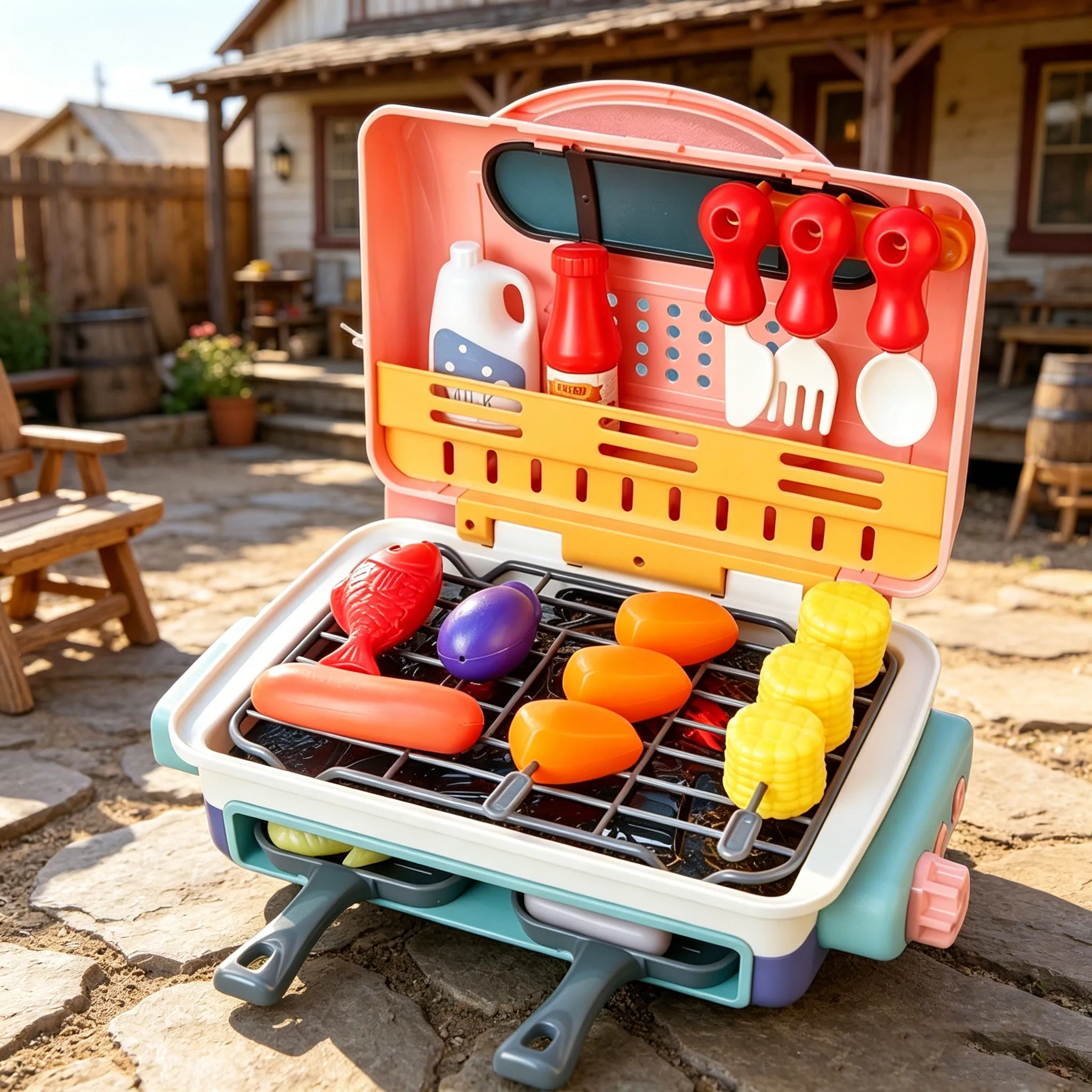 barbecue-set-with-spray-light-sound-pretend-play-kitchen-cooking-toy-bbq-miniature-food-role-play-educational-toys-for-kids-gift