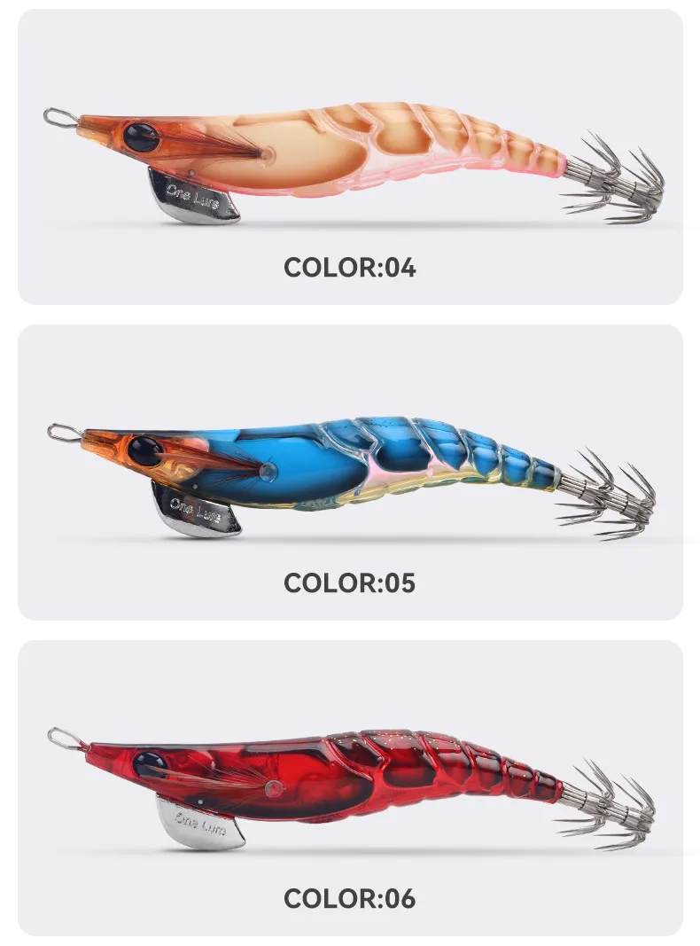 Kingdom 6pcs EGI Squid Bait Set 2.2# 2.5# 3.0# Artificial Jigging Lures Sea Fishing Octopus Cuttlefish Luminous Sinking Lure