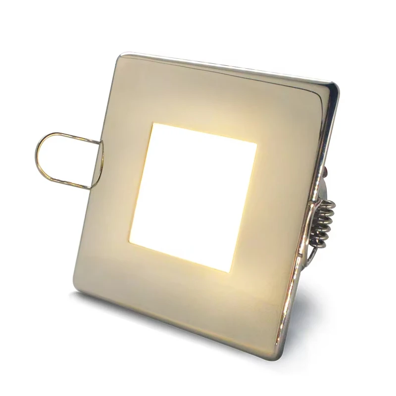 

Boat 5W LED Recessed Downlight Marine Ship Stainless Steel Square Ceiling Down Light