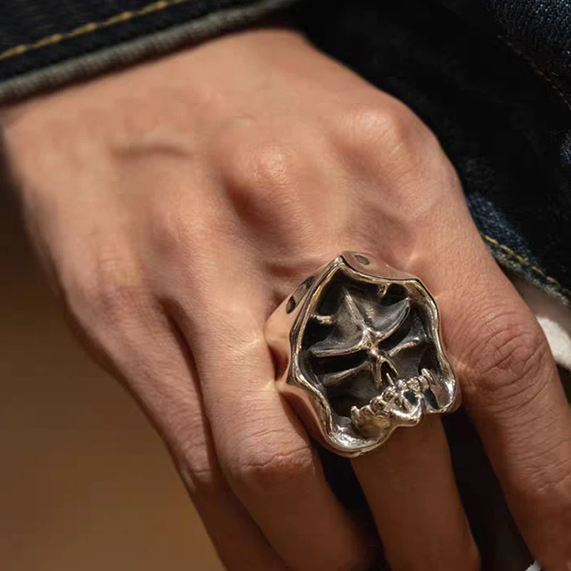 Retro Goth Chunky Skull Ring for Men Hooded Grim Reaper Statement Jewelry Designer Luxury Quality Unique halloween Gifts