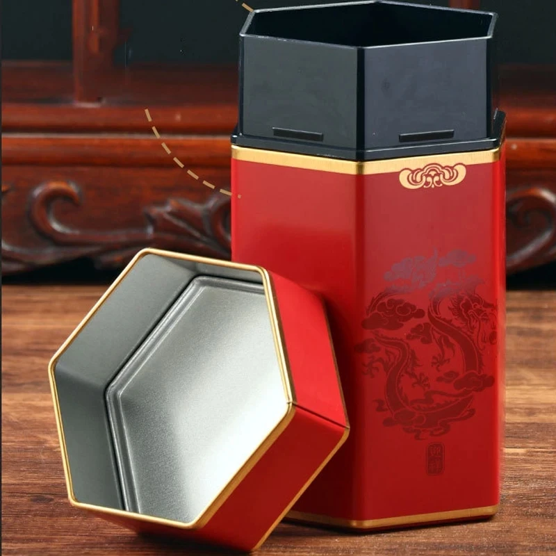 New Scented Tea Metal Storage Caddy Chinese Style Print Pattern Tea Packaging Box Home Universal Tea Sealed Moisture-proof Tank