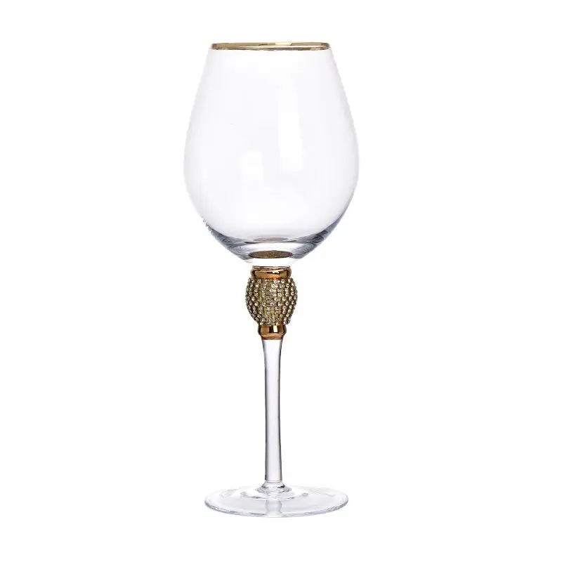 Gold-rimmed Diamond-wrapped Wine Cup with Diamond Set, Creative Champagne Glass, Cocktail Cup, Unleaded Goblets, Home