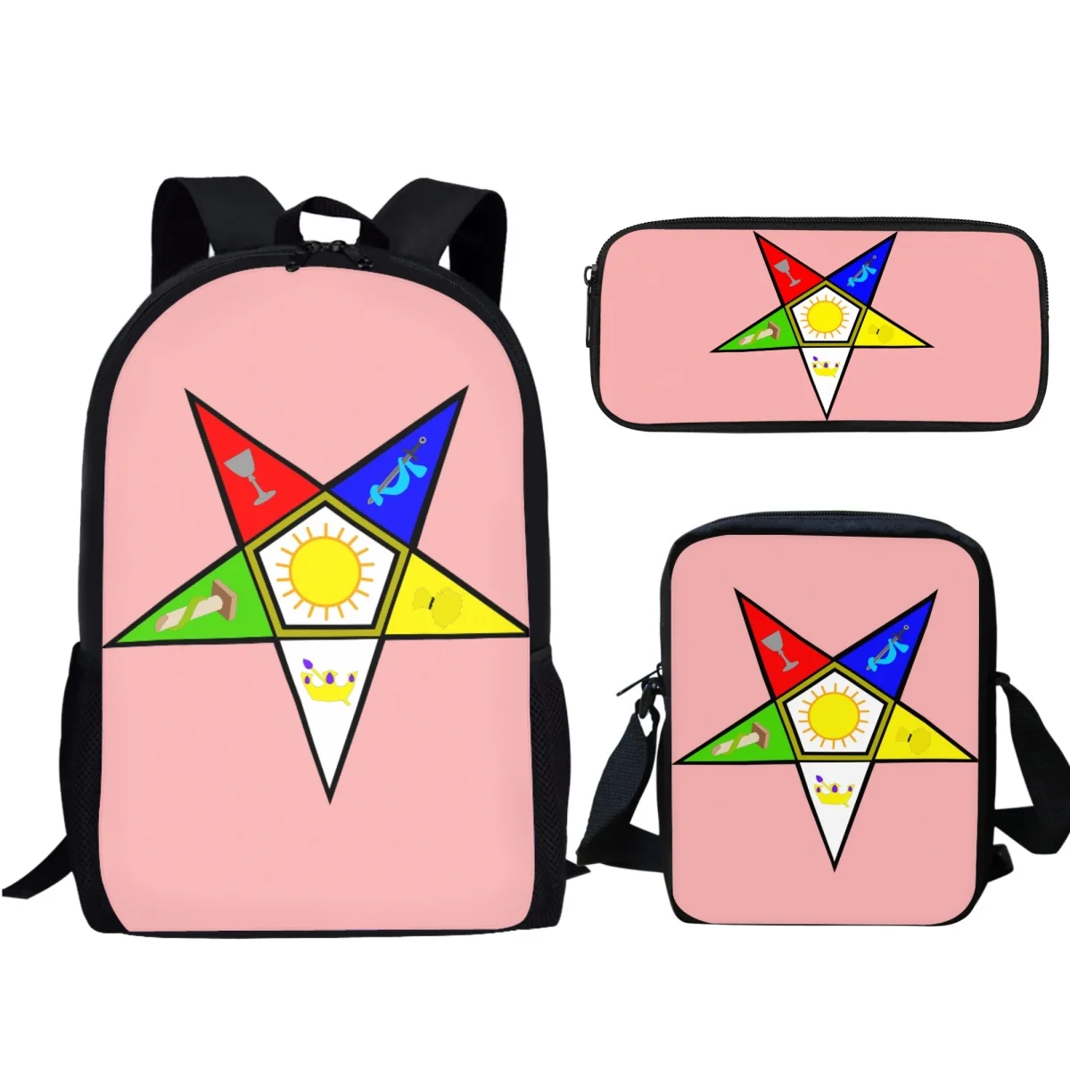 3PC OES Sistars Order Of Eastern Design Schoolbag Pencil Bag set Primary/high Student Bookbags Backpack Back to School Gift 2023