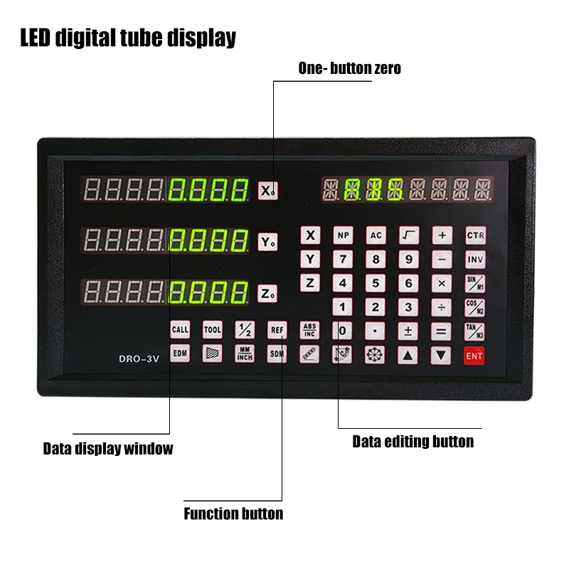 DRO-3V 3-Axis Milling Lathe Digital Readout Display AC110V/220V TTL 5V For Optical Grider Ruler Linear Scale Encoder