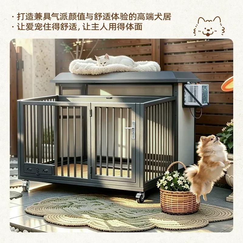 Stainless Steel Dog Cage for Medium Large Dogs Thickened Outdoor Rainproof Heat Insulated Luxury One Room One Living Room