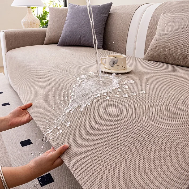 2026 New Faux Linen Sofa Pad All Season Non Slip Water Urine Proof Pet Couch Cover Soft Furniture Protector Mat for Living Room