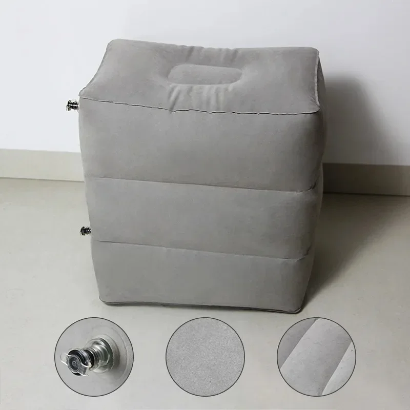 3 Layers Inflatable Travel Foot Rest Pillow Airplane Train Car Foot Rest Cushion Like Storage Bag & Dust Cover Inflatable Pillow